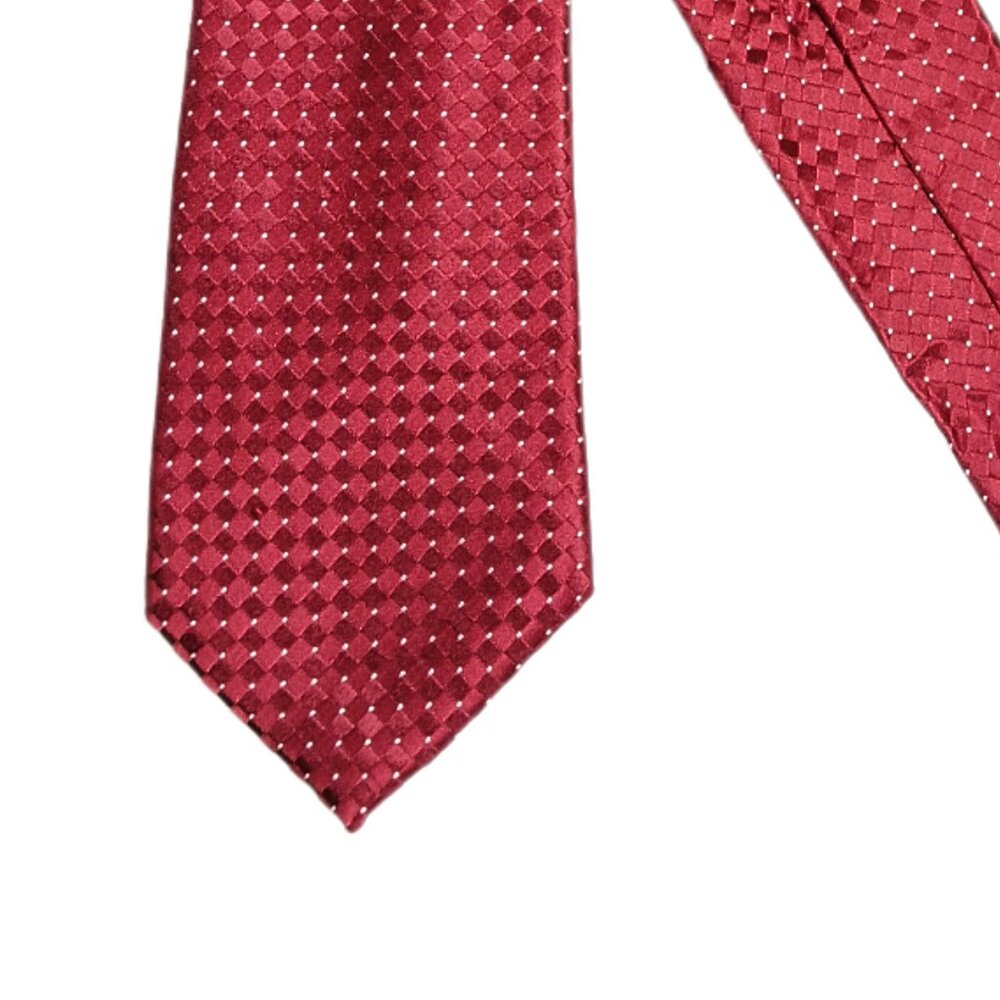 Kenneth Roberts Silk Tie Men’s 62” Red White Dot Woven Geometric Classic New